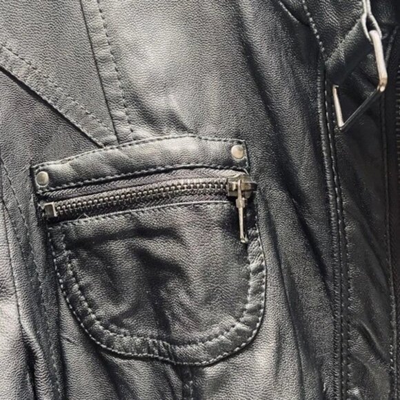 Charming Charlie Faux Leather Moto Jacket Women's Large Black Full Zip (Read) - Picture 5 of 14